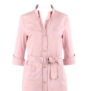 PRADA Pink Button Down Belted Long Shirt Dress